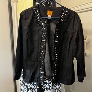 Ruby Rd Black Jean Jacket with Embellished Edges